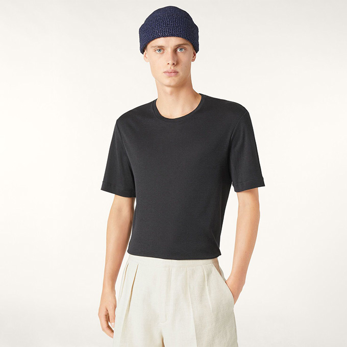 loro piana crew neck cotton silk short‑sleeve t‑shirt